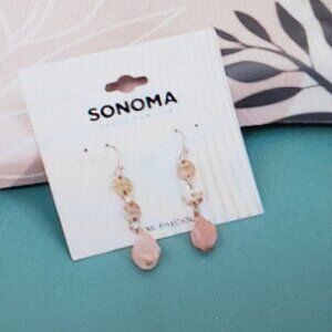 Sonoma, NWT, gold tone, Semi-precious, pink druzy stone dangle earrings
